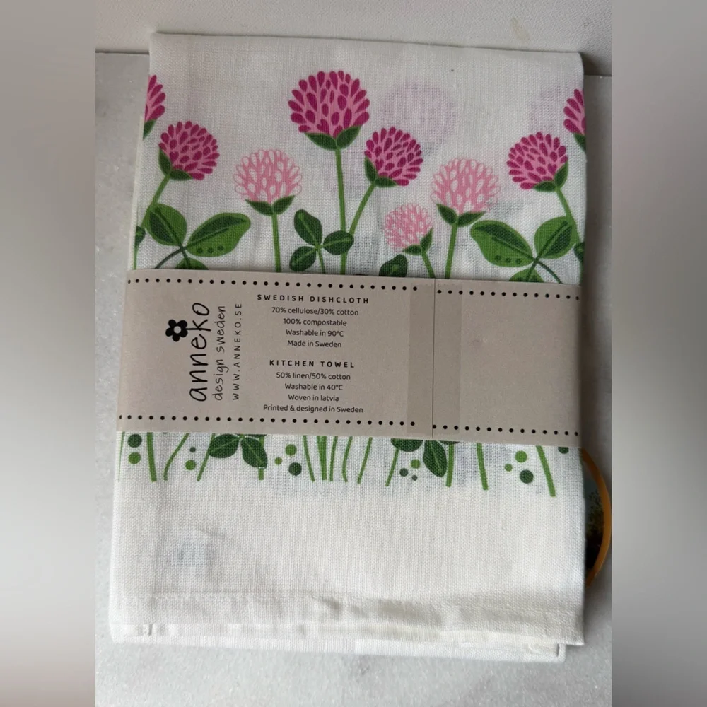 Pink Clover & Green Leaf Kitchen Cloth towel